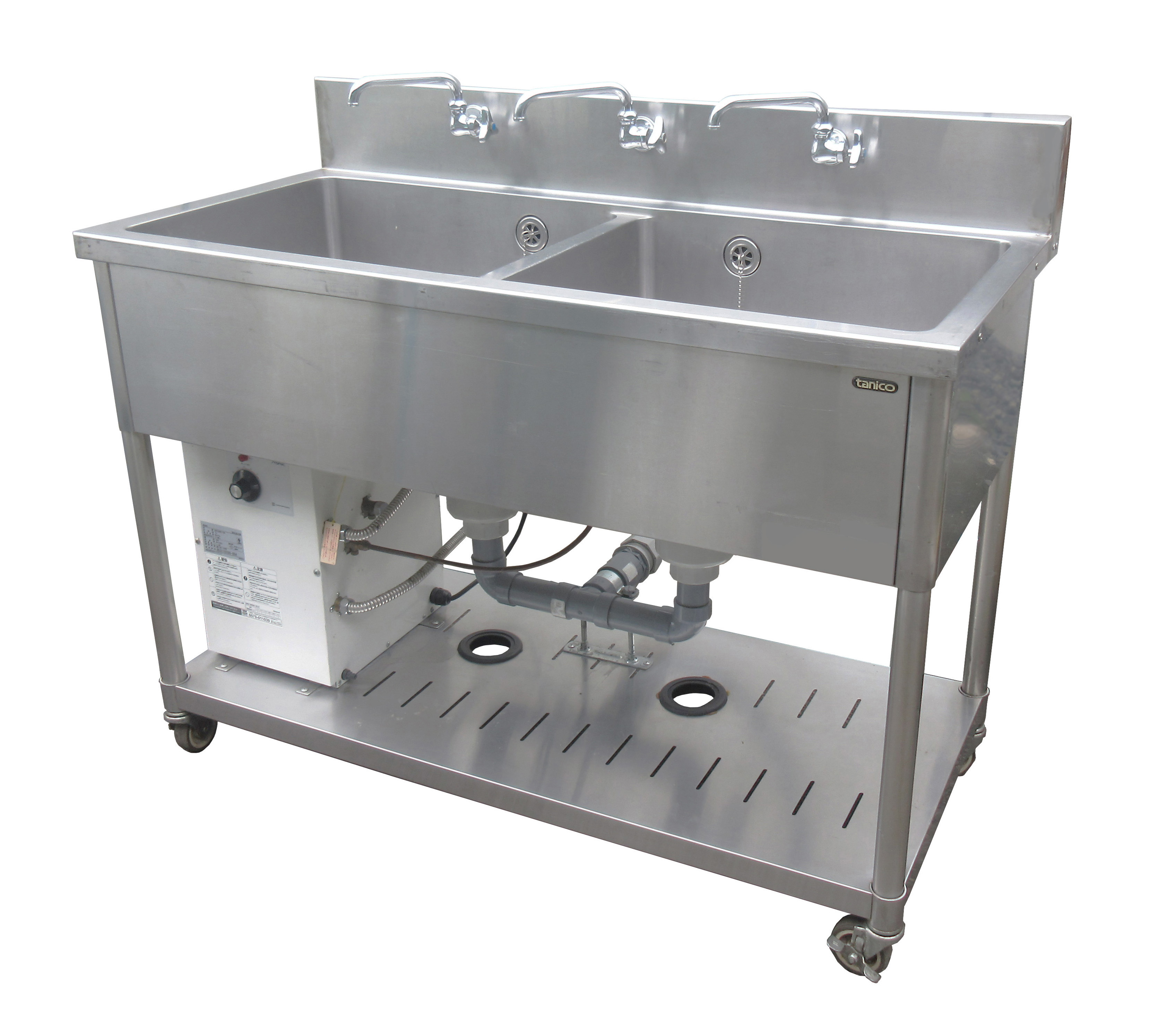 給湯器付2槽シンク｜冷凍冷蔵ケース、業務用冷蔵庫、厨房機器レンタル 